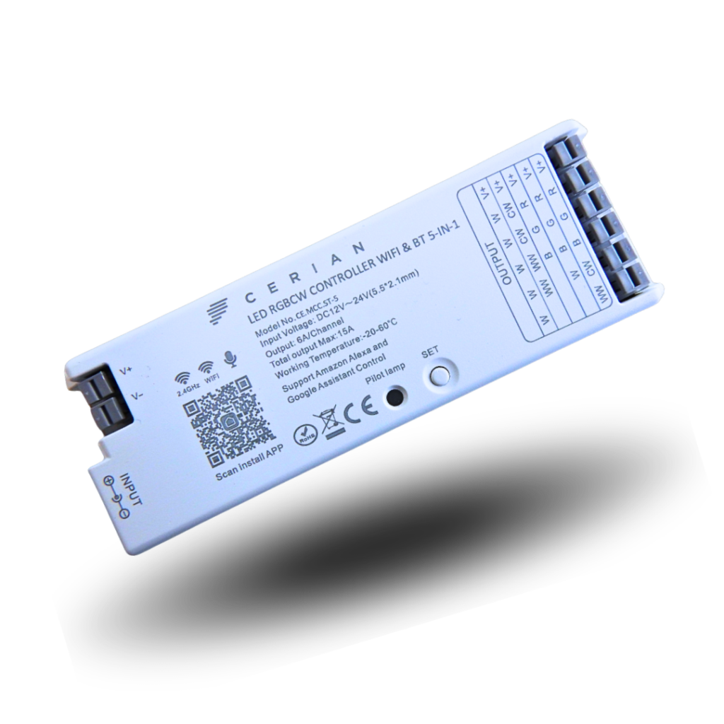 CERIAN Smart RGBCW LED Strip Controller – WiFi & Bluetooth 5-in-1