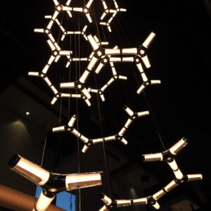 Star Chain Staircase LED Chandelier | 336W Smart Dimmable | Chrome & Sand White