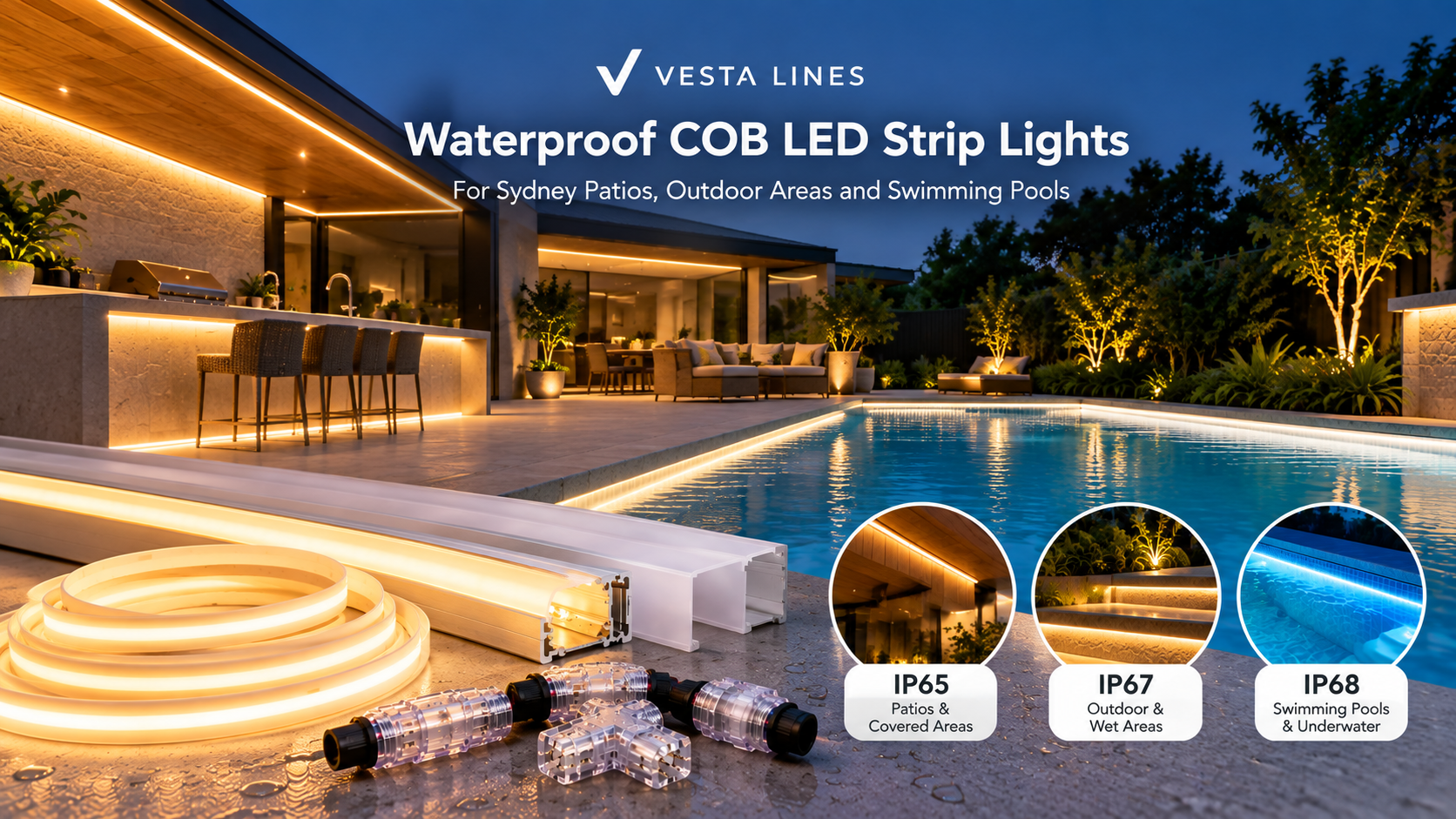 Water resistant LED strip lights for Sydney patio lighting