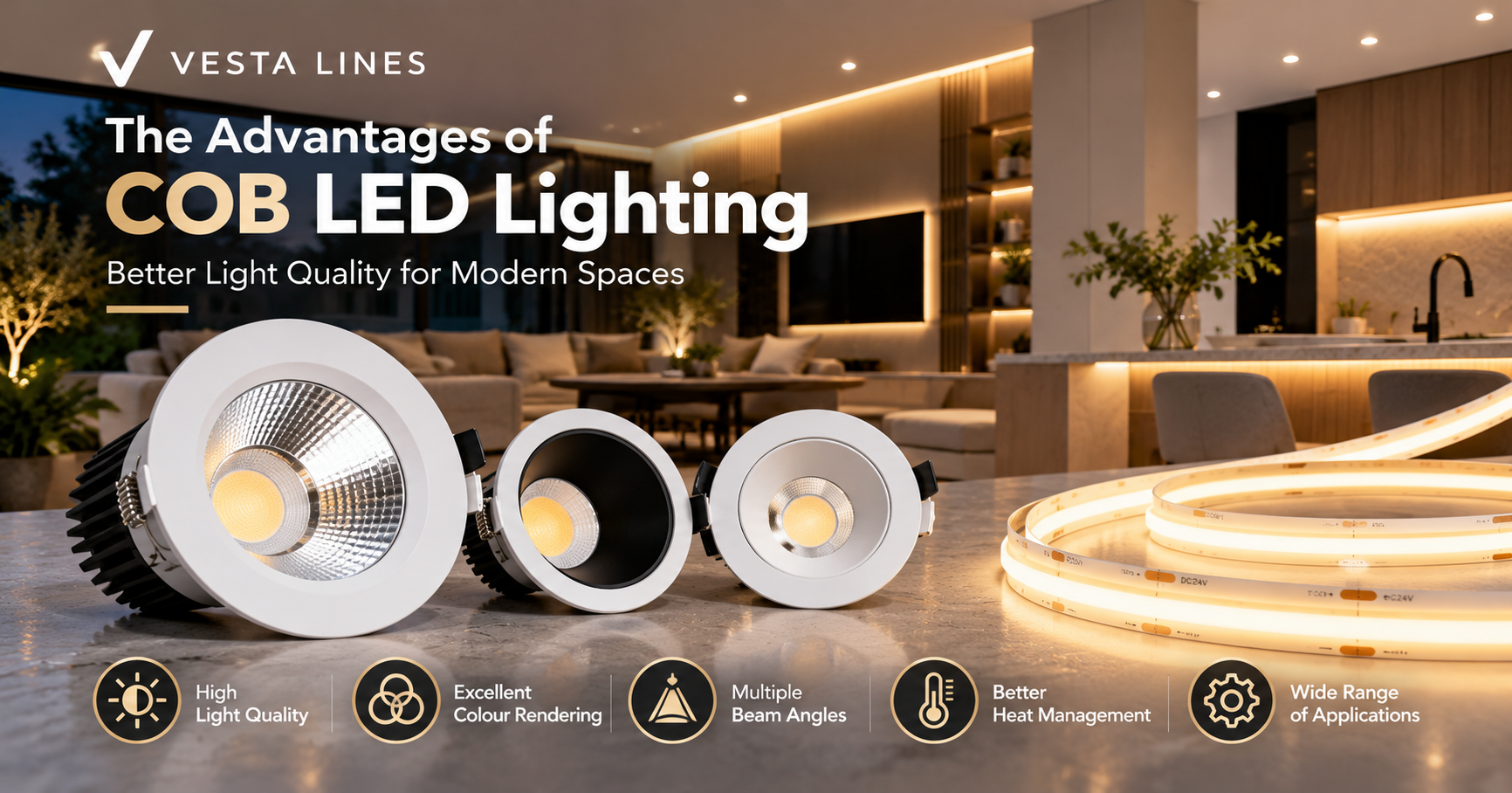 COB LED lighting solutions for residential and commercial applications by Vesta Lines